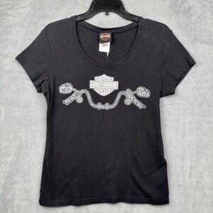 Harley Davidson Womens Black Graphic T Shirt Jacksonville FL Size L
